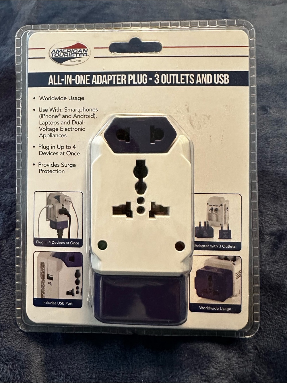 New American Tourister All-In-One Adapter Plug with USB